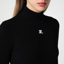 Pull à col roulé à col roulé à col roulé à côte noir