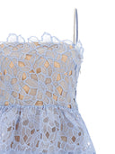 Self Portrait 'Blue Organza Lace Midi' Dress