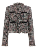 Self Portrait 'Black Fringed Boucle' Short Jacket