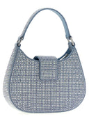 Self Portrait 'Blue Rhinestone Denim Cresent' Handbag