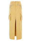 Gonna "abbellita in denim cargo di jeans maxi