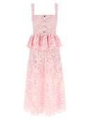 Self Portrait 'Pink Lace Peplum Midi' Dress
