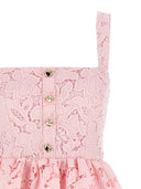 Self Portrait 'Pink Lace Peplum Midi' Dress