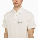 Palm Angels White Cotton Polo Shirt With Logo