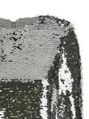 Self -ritratto Top a sequenza di paillettes argento "