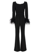 Self -Porträt 'Black Crepe Feather' Jumpsuit