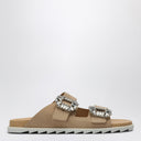 Roger Vivier Beige Suede Slidy Viv' Mule