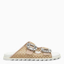 Roger Vivier Rafia Slidy Viv 'Mule con fibbia di strass