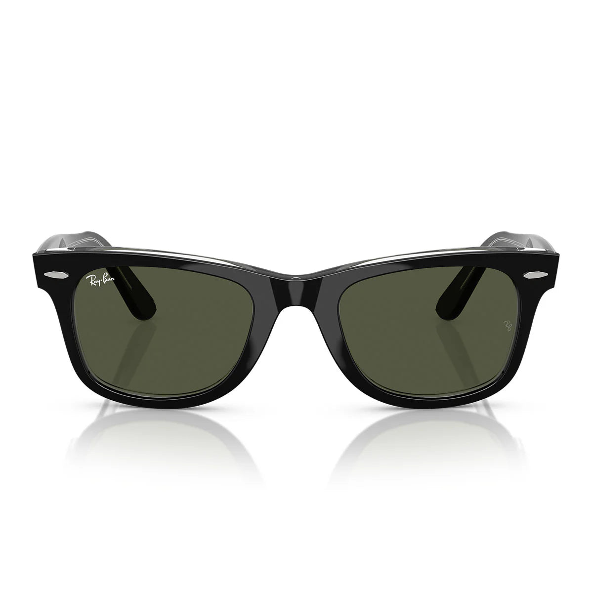 Ray Ban Sunglasses Rb2140 129431 Wayfarer Black On Transparent/Green U ...