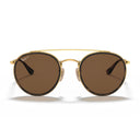 Ray Ban Sunglasses Rb3647 N 001/57 Round Double Bridge Gold Arista/Brown B 15 Unisex Polarized