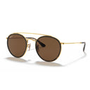 Ray Ban Sunglasses Rb3647 N 001/57 Round Double Bridge Gold Arista/Brown B 15 Unisex Polarized