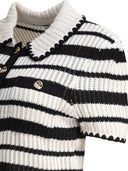 Self Portrait Crocheted Polo Sweater