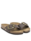 Birkenstock "Madrid Big Buckle Raffia" Low Sandals