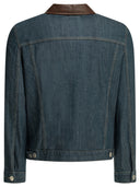 Brunello Cucinelli Chaqueta vaquera con cuello de cuero