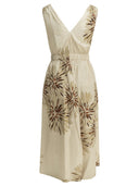 Brunello Cucinelli "Bloom Print" Midi Dress