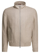 Veste Hopsack en lin et laine en soie Brunello Cucinelli