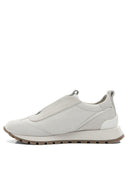 Brunello Cucinelli Sneaker en toile et en daim avec détails précieux