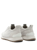 Brunello Cucinelli Sneaker en toile et en daim avec détails précieux