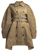 Ganni Animal Print Trench Coat