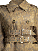 Ganni Animal Print Trench Coat