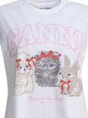 Ganni "Cute Animals" T Shirt In Cotton