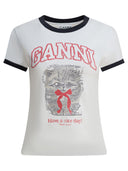 Camiseta de algodón "Kitty" de Ganni
