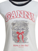 Camiseta de algodón "Kitty" de Ganni