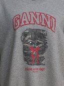 Ganni "Margot Kitty Print" Crewneck Sweatshirt