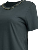 Max Mara S Crew Neck T Shirt With Jewel Embroidery