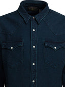 Rrl By Ralph Lauren Indigo Suede Western Shirt