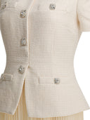 Self Portrait Boucle Midi Dress With Pleated Skirt