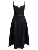 Self Portrait Denim Flared Midi Dress