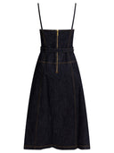 Self Portrait Denim Flared Midi Dress