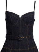 Self Portrait Denim Flared Midi Dress