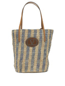 Sac porté épaule moyen en raphia avec logo V Valentino Garavani