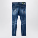 Jeans in denim lavati blu navy dsquared2 con usura