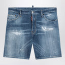 Dsquared2 Washed Denim Bermuda Shorts With Wear And Tear