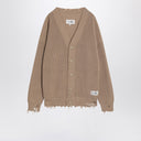 Mm6 maison margiela beige cotone cardigan con usura