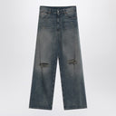 Mm6 Maison Margiela Blue Grey Wide Jeans With Rips