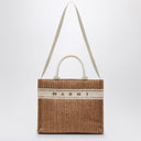 Marni Small Tote Bag écru In Raffia Effect Fabric