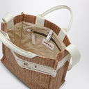 Marni Small Tote Bag écru In Raffia Effect Fabric