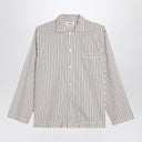 Tekla beige gestreepte pyjamamhirt