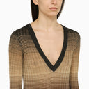 Roberto Collina Black/Sand Leinenmischung langes Kleid