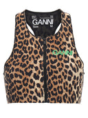Ganni Logo Leopard Sports Top