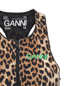 Ganni Logo Leopard Sports Top