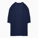 Roberto Collina Navy Blue Cardigan In Cotton Blend Knit