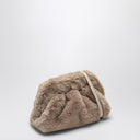 Themoirè Medium Tia Clutch Beige In Faux Fur