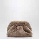 Themoirè Medium Tia Clutch Beige In Faux Fur