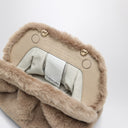 Themoirè Medium Tia Clutch Beige In Faux Fur