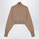 Sportmax Camel Coloured Cropped Turtleneck Sweater